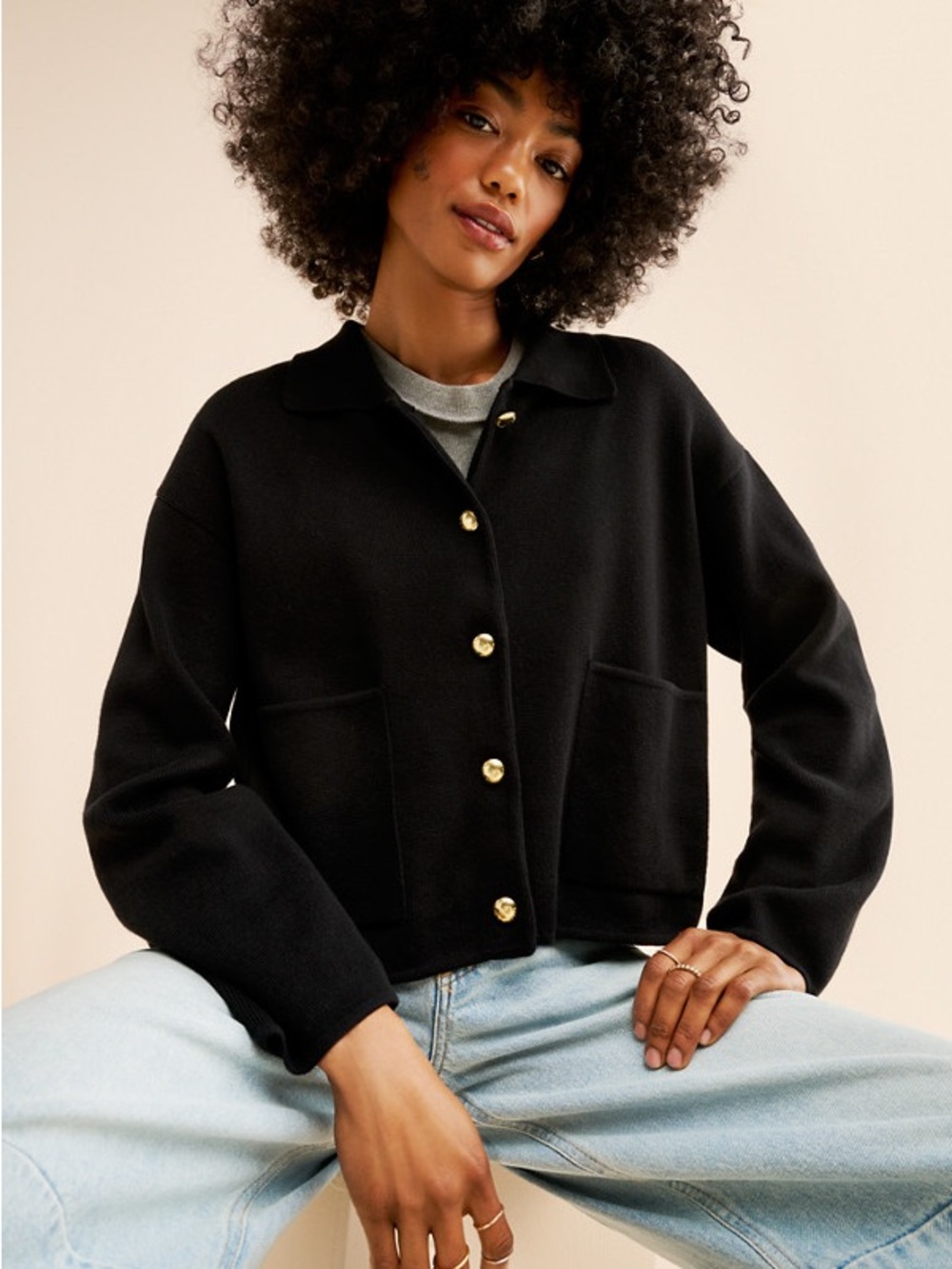 Barbour Noelle Knitted Cardigan Black Sz 8
